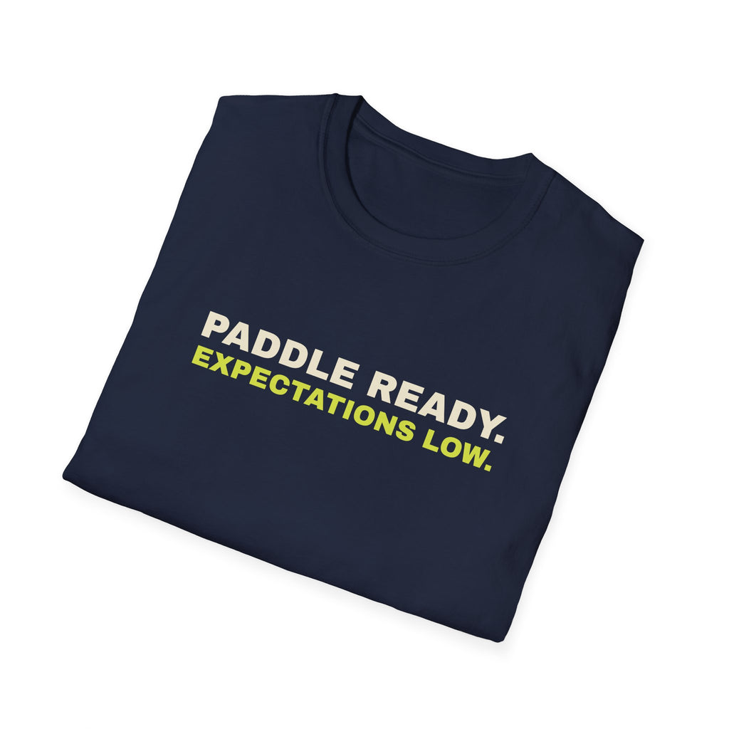 Paddle Ready. Expectations Low – Funny Pickleball T-Shirt