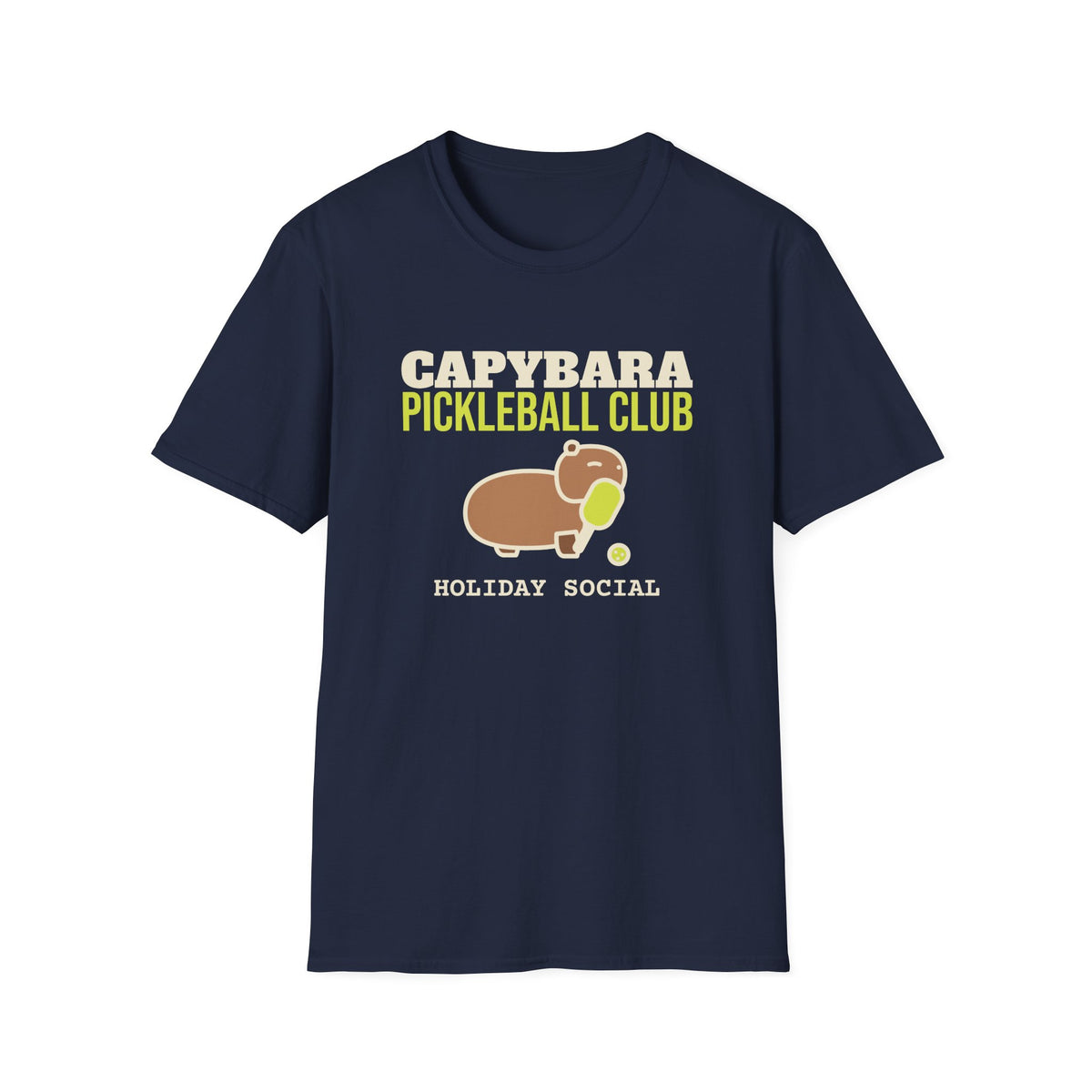 Capybara Pickleball Club: Holiday Social – Funny Christmas Pickleball T-Shirt